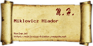 Miklovicz Hiador névjegykártya